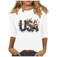 thumbnail image 2 of 4th of July Shirts Womens Red White and Blue Blouses Memorial Day T Shirt for Women 4th of July Top Womens 4th of July Tee Fashionable Women's Pullover Printed Casual Round Neck 3/4 Sleeve Top, 2 of 4