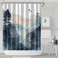 thumbnail image 3 of Grey Gray Nature Tree Mountain Woodland Shower Curtains for Bathroom All Seasons Country Bathroom Shower Curtain Sets Waterproof Fabric Decor 72×84in with 12 Hooks, 3 of 4