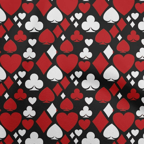 oneOone Polyester Spandex Red Fabric Poker Card Craft Projects Decor Fabric Printed By The Yard 56 Inch Wide
