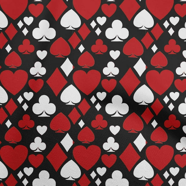 oneOone Viscose Chiffon Red Fabric Poker Card Fabric For Sewing Printed Craft Fabric By The Yard 42 Inch Wide