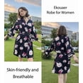thumbnail image 6 of Ekouaer Women Kimono Robes Knee Length Knit Bathrobe Lightweight Soft Sleepwear V-neck Casual Ladies Loungewear, 6 of 6