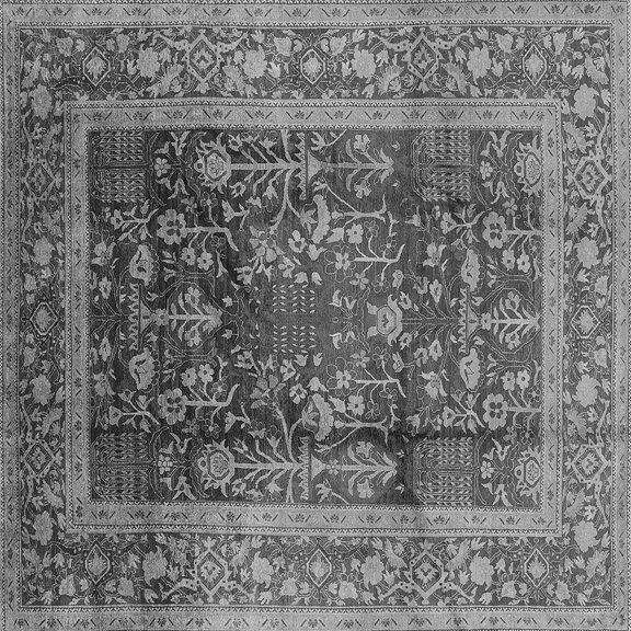 Ahgly Company Indoor Square Oriental Gray Industrial Area Rugs, 3' Square