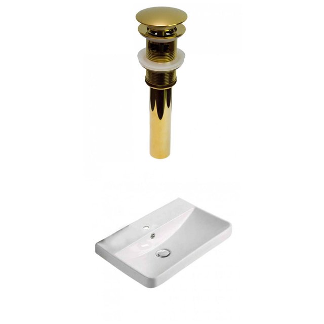 American Imaginations 19.88-in. W 1 Hole Ceramic Top Set In White Color - Overflow Drain Incl. AI-30579