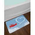 thumbnail image 2 of Smoke Bath Mat, Pilot Travelling in Sky with a Vintage Plane Leaving Heart Shape Trails, Plush Bathroom Decor Mat with Non Slip Backing, 29.5" X 17.5", Multicolor and Pale Blue, by Ambesonne, 2 of 2