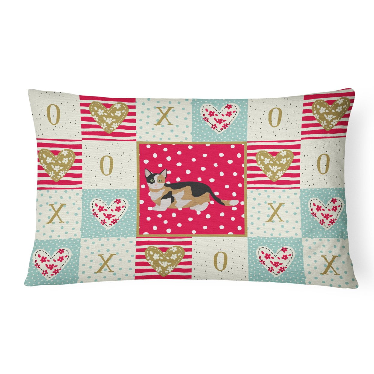 Carolines Treasures CK5650PW1216 Munchkin Cat Love Canvas Fabric Decorative Pillow, Red, 12H x16W, multicolor