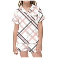 thumbnail image 1 of MEZZALL Kids Children 2PCS Pajama Set With Plaid Printed Short Sleeved Tops Shorts Stylish Baby Toddler Pyjamas, 1 of 4