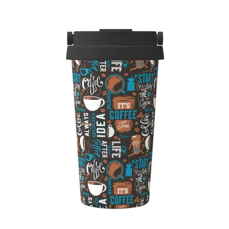 

Hirioo Coffee Lover Print for Coffee Travel Mug Insulated Coffee Mug with Lid
