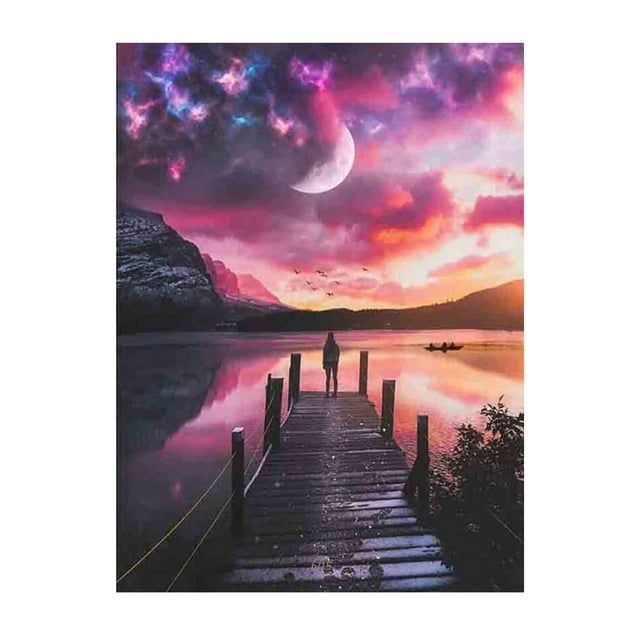 DIY 5D Diamond Jewel Paint Kit para adultos, niños, principiantes, lago, patrón de paisaje, taladro Abanopi Patrón WLL580
