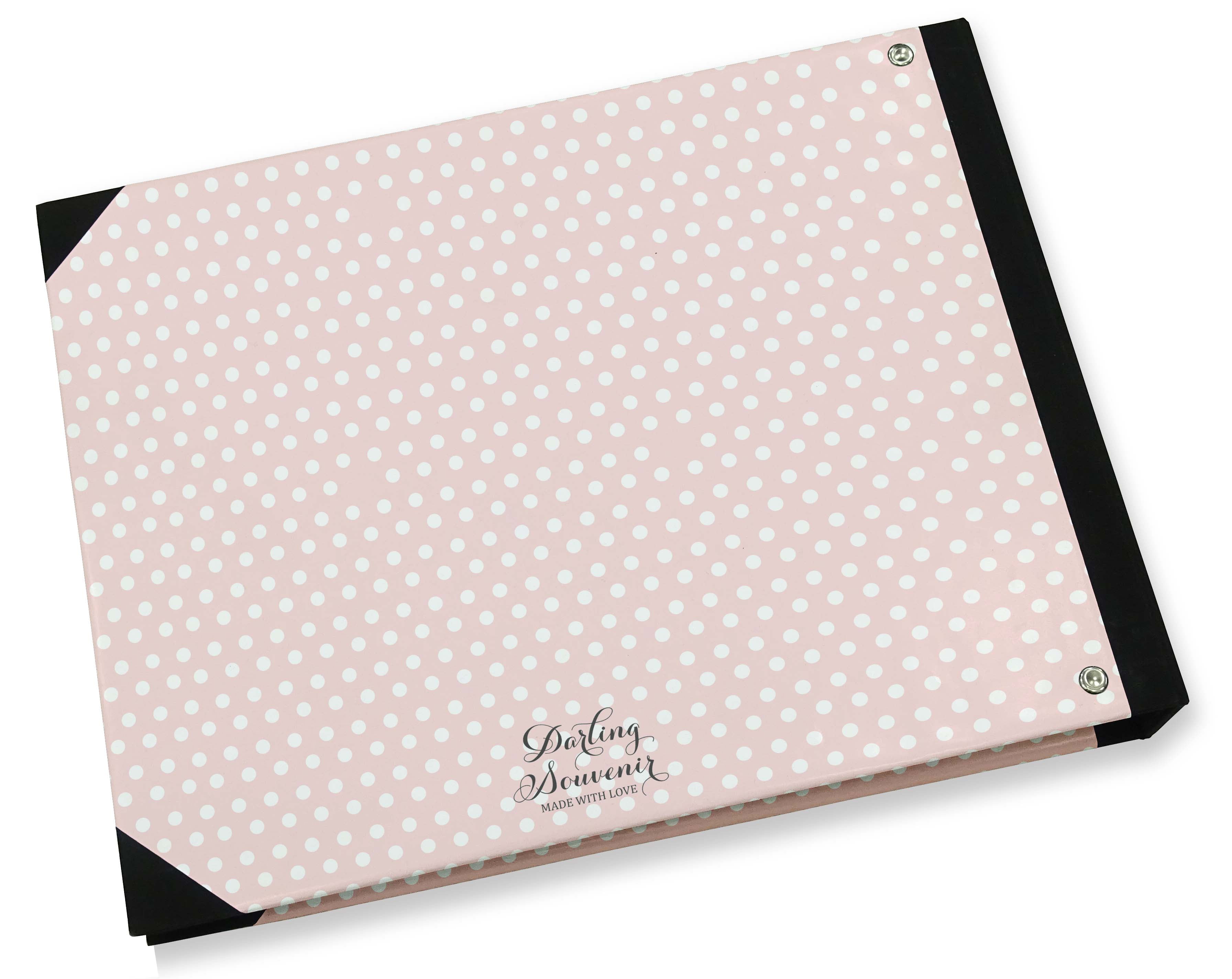 Darling Souvenir Pink Baby Footprint & Polka Dot Baby Shower&nbsp;Guestbook&nbsp;Hardbound Cover Personalized Printed Memory&nbsp;Guest&nbsp;Registry-9 x 12 Inches