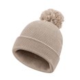 thumbnail image 3 of Cethrio Girls Pom Pom Beanie Hats, Warm Ribbed Knit Outdoor Soft Winter Hats Beige Size 2-12 Years, 3 of 7