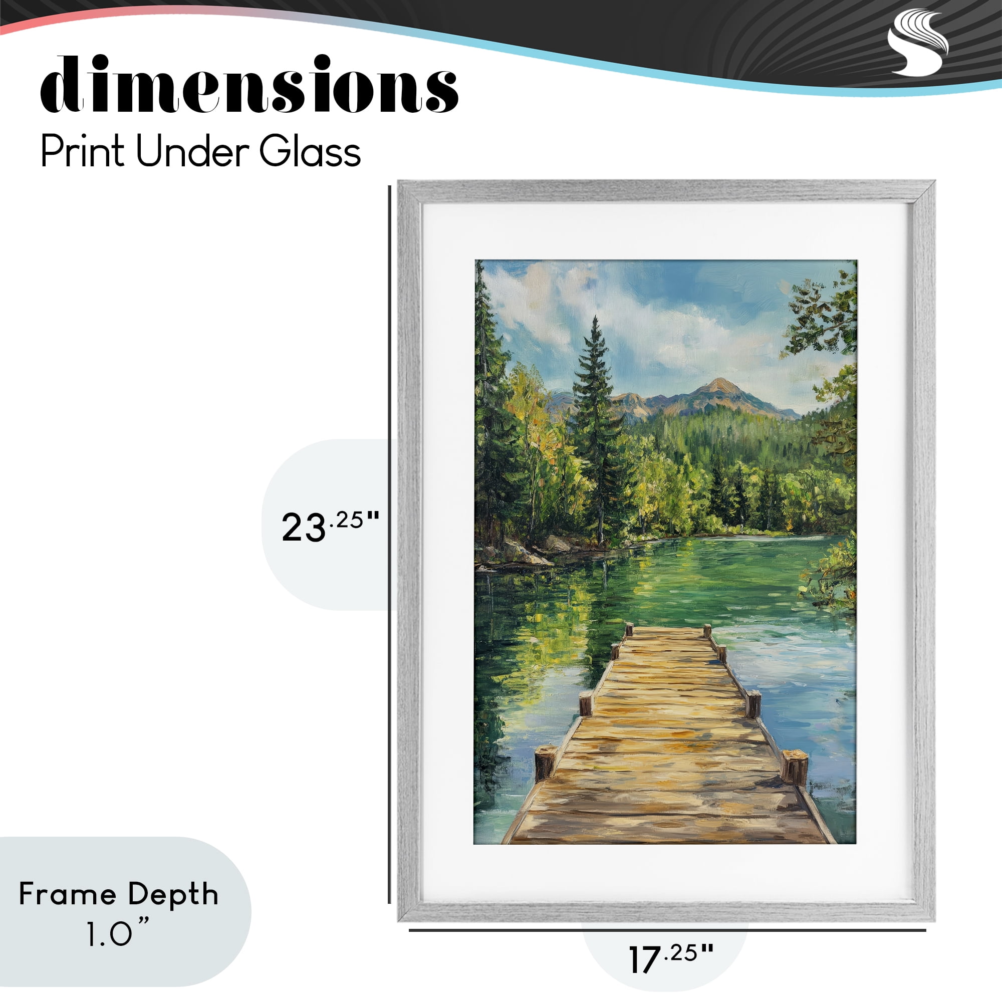 Stupell Industries Sunlit River Dock Gray Framed Print Under Glass, design by Petal Prints Design