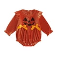 thumbnail image 3 of Weebloom Halloween Baby Boys Girls Pajamas Corduroy Pumpkin Print Long Sleeve Bodysuit With Ribbon Bow Snap Closure Soft One Piece Pjs Loungewear Sleepers Romper Onesie Red 6-12 Months, 3 of 7