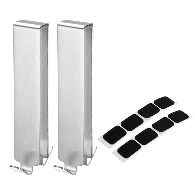 2Pack 130mm/5" Colgador de baño de acero inoxidable, ganchos para toallas de doble cara para puerta de ducha de vidrio sin marco (Plata)