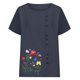 thumbnail image 4 of Xuyuer Women's Spring And Summer Block Print Round Neck Button Short Sleeve Casual T-Shirt, 4 of 5