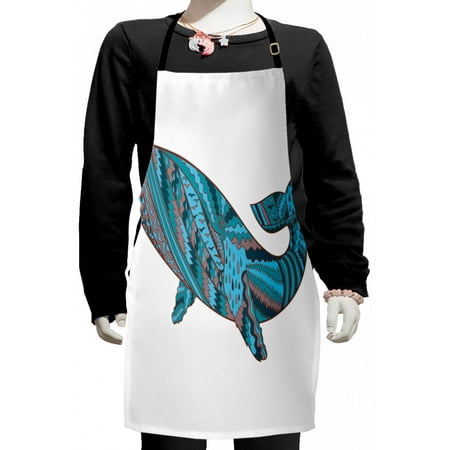 

Modern Kids Apron Humpback Whale by Abstract Sea Underwater Artwork Print Boys Girls Apron Bib with Adjustable Ties for Cooking Baking Painting Teal Blue Dried Rose by Ambesonne