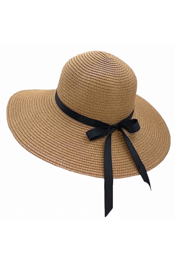Summer Sun Hat for Women Wide Brim Sun Protection Women Straw Hat for Beach and Fishing, Khaki