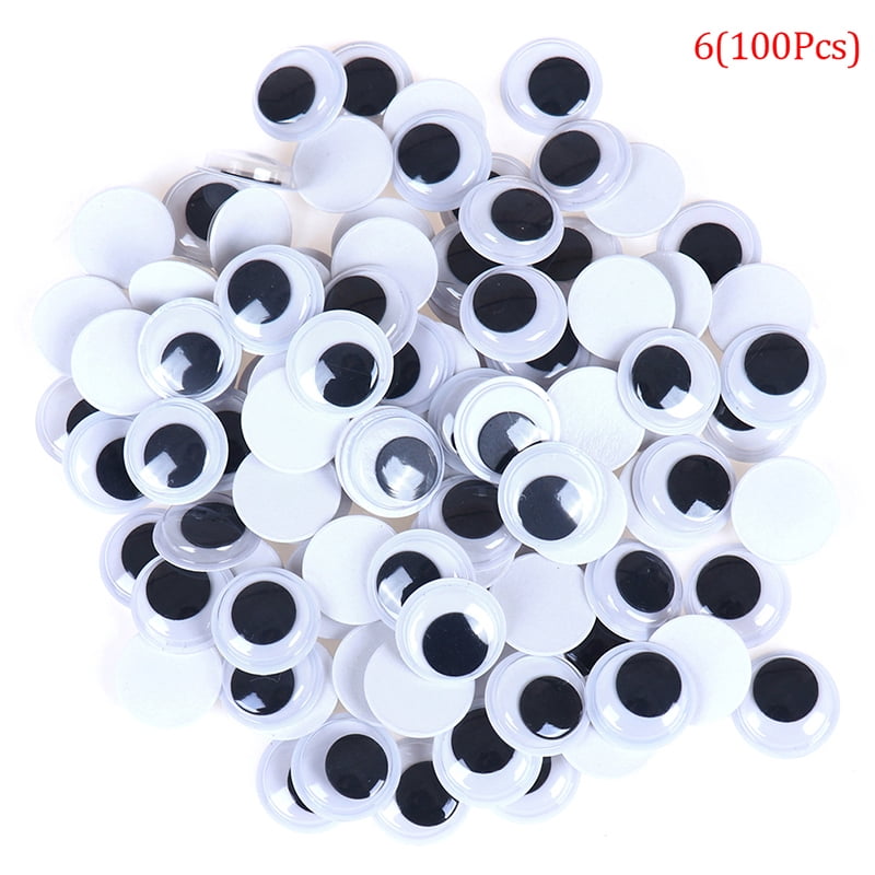 5 mm 6mm 7mm 8mm 10 mm 12mm 15mm 18mm 20mm 24 mm Mixed Packaging 1000 Pcs Black Wiggle Googly Eyes with Self-Adhesive 