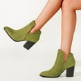thumbnail image 6 of Wavsuf Combat Boots for Women Flock Short Ankle-High Winter with High Heel Green Shoes Size 39, 6 of 7
