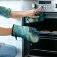 thumbnail image 2 of Teal Gold Marble Kitchen Oven Mitt and Pot Holder Sets 4 Pcs for Baking, Cooking and Grilling, Heat Resistant Up To 392 °F, 2 of 7