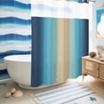 thumbnail image 5 of No Hook Shower Curtain, Blue Teal Ombre Shower Curtains for Bathroom with See Through Top Window, Modern Yellow Gradient Farmhouse Art Waterproof & Washable Bath Curtain Extra Long 72"x84", 5 of 9
