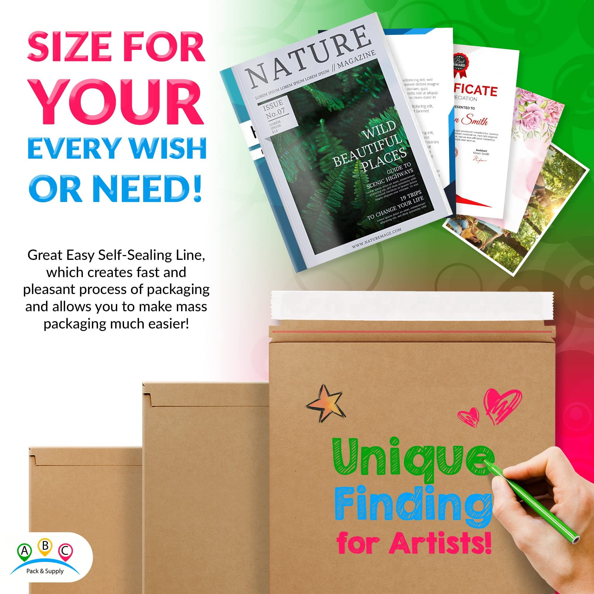 Brown Rigid Mailers, 9 x 11.5 Inches. Pack of 25 Photo Mailer Envelopes. Flat Cardboard Mailers Self-Seal. Sturdy Cardboard Photo Envelope. Recyclable Hard Shipping Envelopes