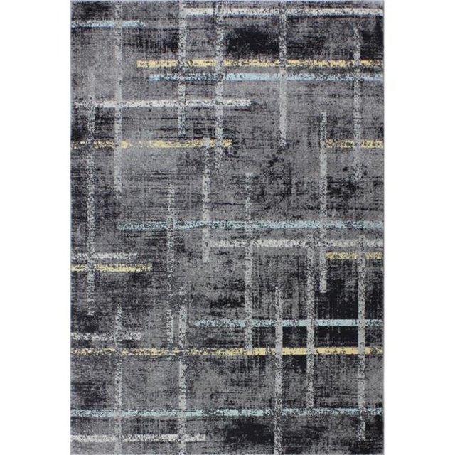 Bashian E110-GY-5X7.6-5337A Bashian Everek Collection Abstract Transitional Polypropylene Machine Made Area Rug, Grey - 5 ft. x 7 ft. 6 in.