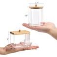 thumbnail image 2 of 2 recipientes para hisopos de baño con tapas de bambú, dispensador de hisopos de algodón de 10/7 oz, tarro organizador de boticario transparente para almacenamiento., 2 of 6