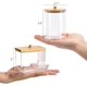 thumbnail image 2 of 2 recipientes para hisopos de baño con tapas de bambú, dispensador de hisopos de algodón de 10/7 oz, tarro organizador de boticario transparente para almacenamiento., 2 of 6