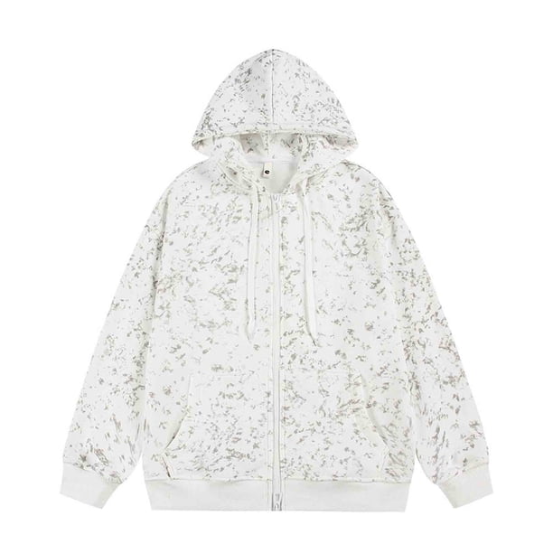 Dolkfu Sudadera con capucha de teñido anudado para hombres, chaqueta con cremallera de manga larga, abrigo casual de grandes tamaños para hombres XXL