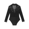 thumbnail image 6 of Hansber Men's Latin Dance Shirt Sheer Mesh Patchwork Fringe Bodysuit Modern Dance Shirt Clubwear Black XXL, 6 of 7