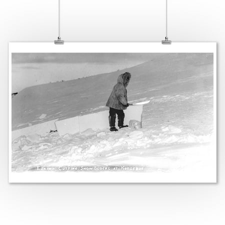 - Kotzebue, Alaska - Eskimo Cutting Igloo Snow Blocks Photo (9x12 Art Print, Wall Decor Travel Poster)