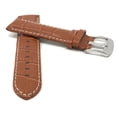 thumbnail image 2 of 24mm Mens' Alligator Style Leather Watch Strap Band, White Stitching, Stainless Steel Buckle, 2 of 7