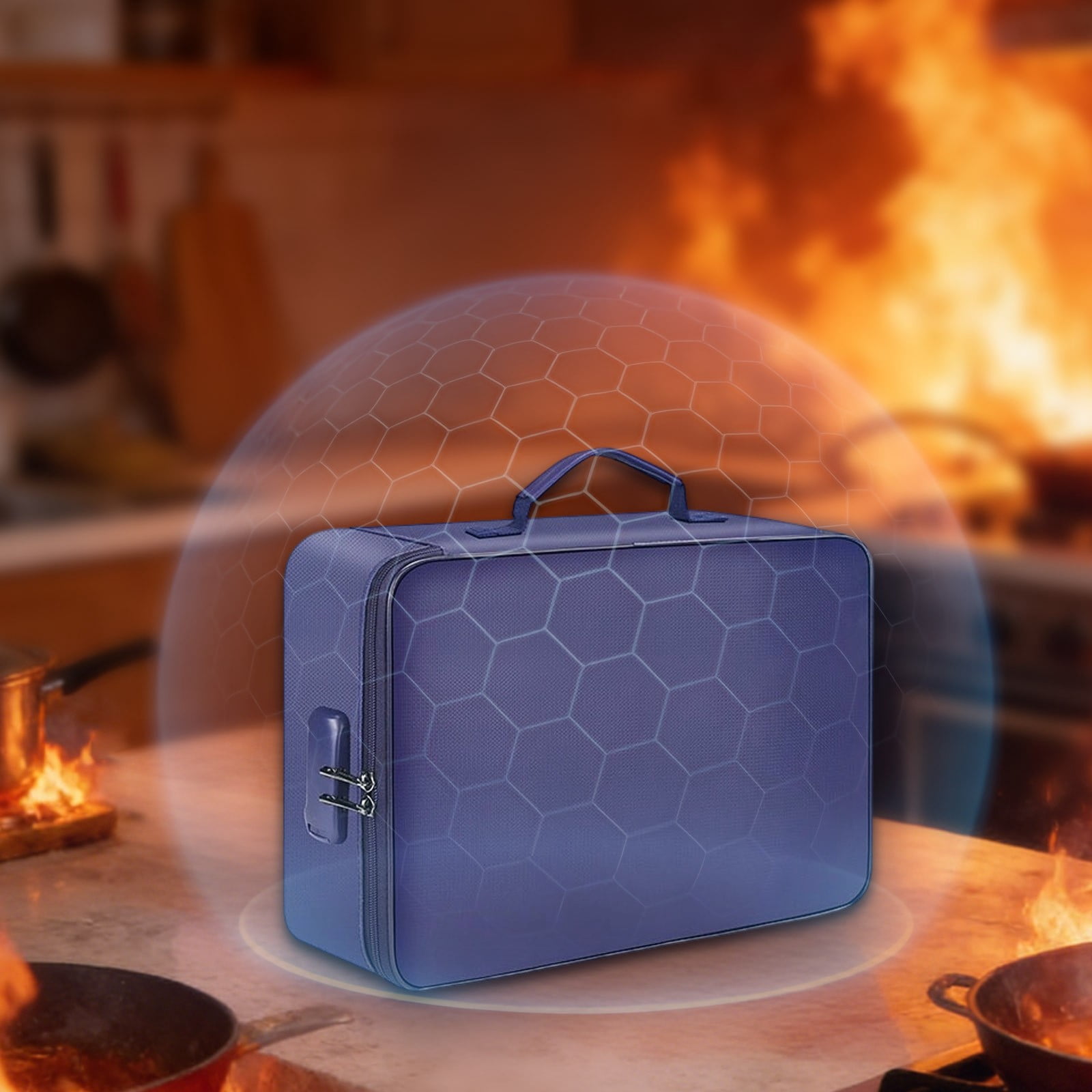 Fireproof Document Bag with Lock, 3-Layer Waterproof File Storage Case with Combination Lock, Portable Travel Organizer for Laptop Files Certificates And Passports Ciozy