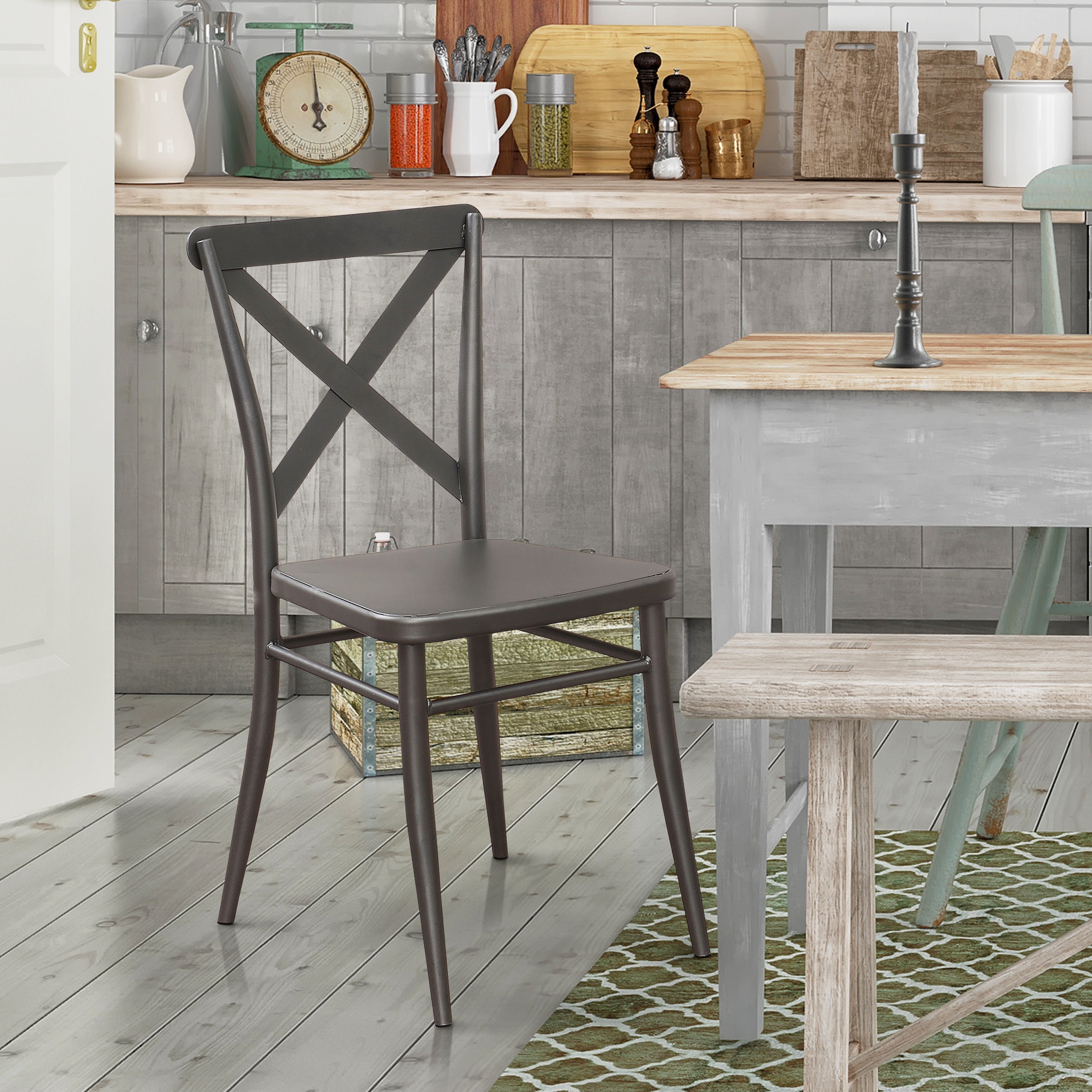 Furniture of America Pia Modern Black Metal Side Chairs (Set of 2)