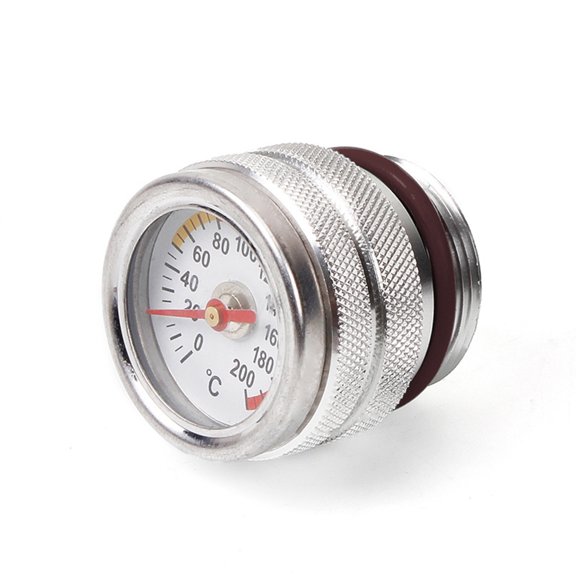 Motorcycle Fuel Tank Cap with Oil Temperature Gauge M30x1.5 Compatible for 1987-1998 Kawasaki W650 W400 W80 klr 650 Oil Filler Cap Silver