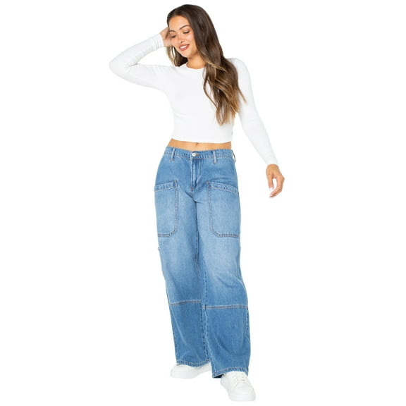Celebrity Pink Women's and Women's Plus Wide Leg Gardener Jeans, Sizes XS-4X