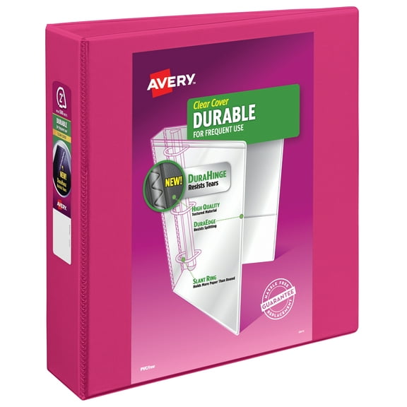 Avery Durable View 3 Ring Binder, 2" Slant Rings, 1 Pink Binder