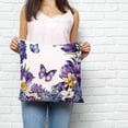 thumbnail image 2 of Spring Floral Pillow Covers 26x26 Inch Decorative Throw Pillow Cover, Purple Tulips Hydrangeas Butterflies Flowers Sofa Pillowcases Accent Cushion Case Home Decor Bedroom Living Room, 2 of 6