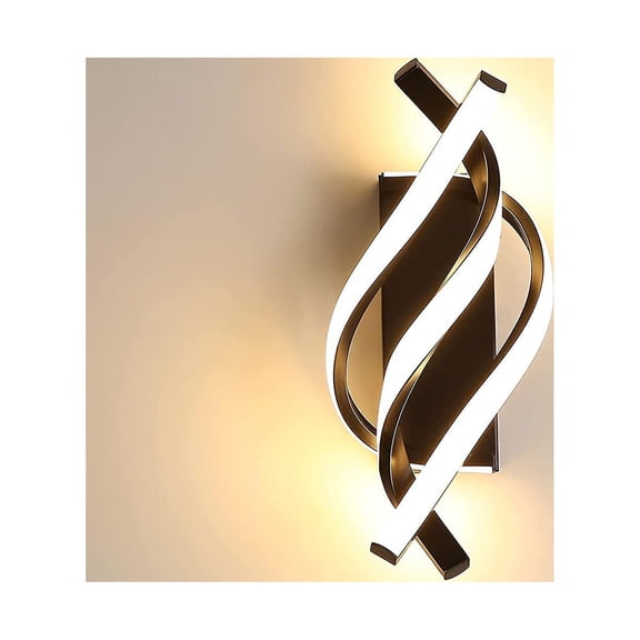 Indoor Wall Light, Modern 16W LED Wall Lamp, Sconces Warm White Light, Black for Bedroom, Living Room [Energy Class E]
