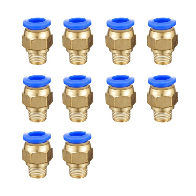 Riwesomey Conector de manguera neumática de interfaz roscada para el hogar, 10 piezas, accesorios de fijación de conectores de latón para Herramientas y ferretería PC8-01