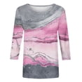 thumbnail image 4 of Clearance Under 10$!Summer Tops for Women 2024 Plus Size 3/4 Length Sleeve Fashion Printed Round Neck Top T-Shirt, 4 of 5