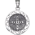 thumbnail image 2 of Sterling Silver Saint Benedict Medal Reversible Charm Pendant Necklace Antique Finish with 18 Inch Chain, 2 of 4