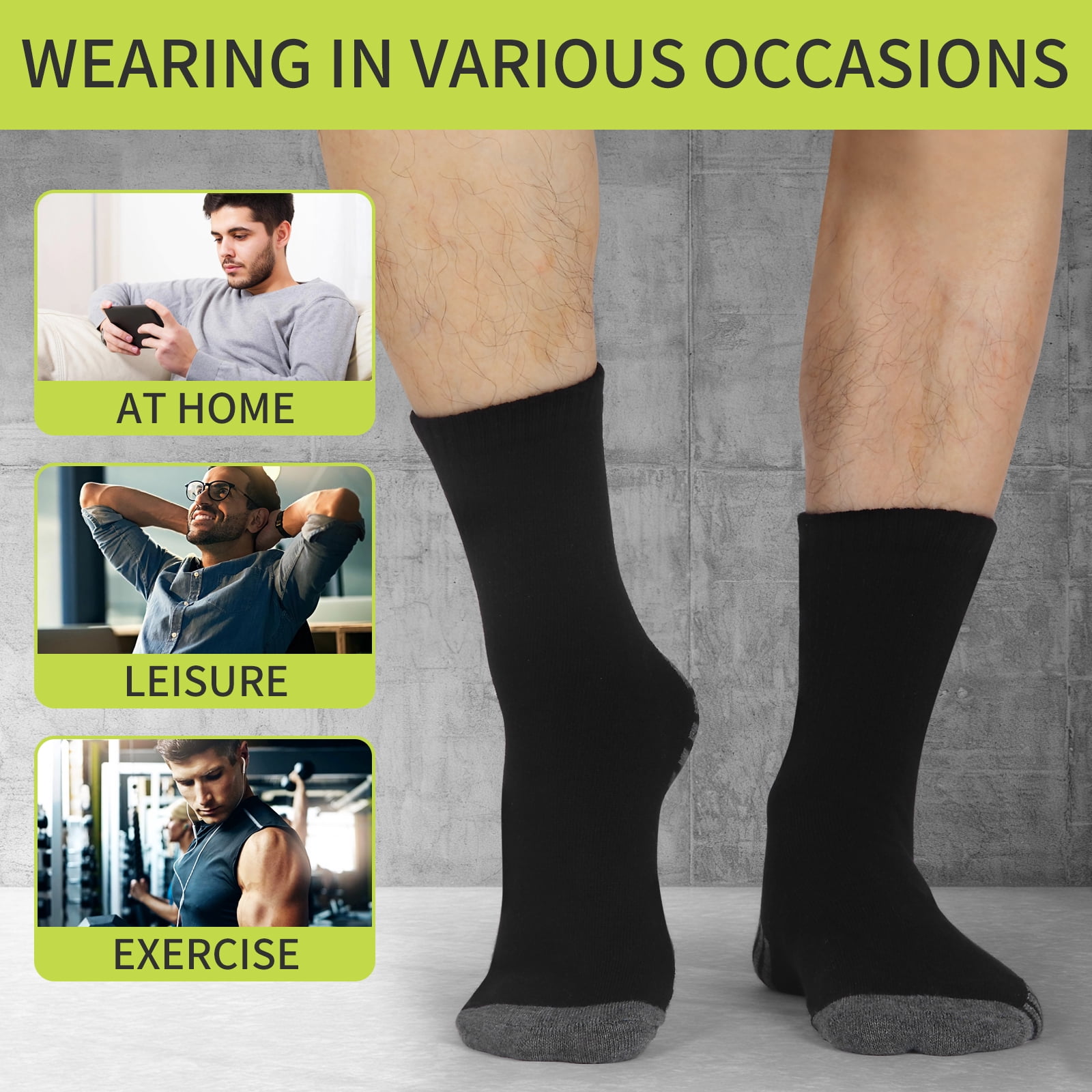 Usavemo 20 Pairs Mens Plus Size Socks Casual Socks Athletic Ankle Socks for Men Size 13-15
