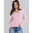 thumbnail image 5 of Luniro Women's Cable Knit Sweater V Neck Pullover Sweaters Fall Tops Business Casual Outfits Clothes, 5 of 9