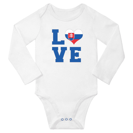 

Love Slovakia Heart Flag Baby Long Slevve Rompers Bodysuit (White 12-18 Months)