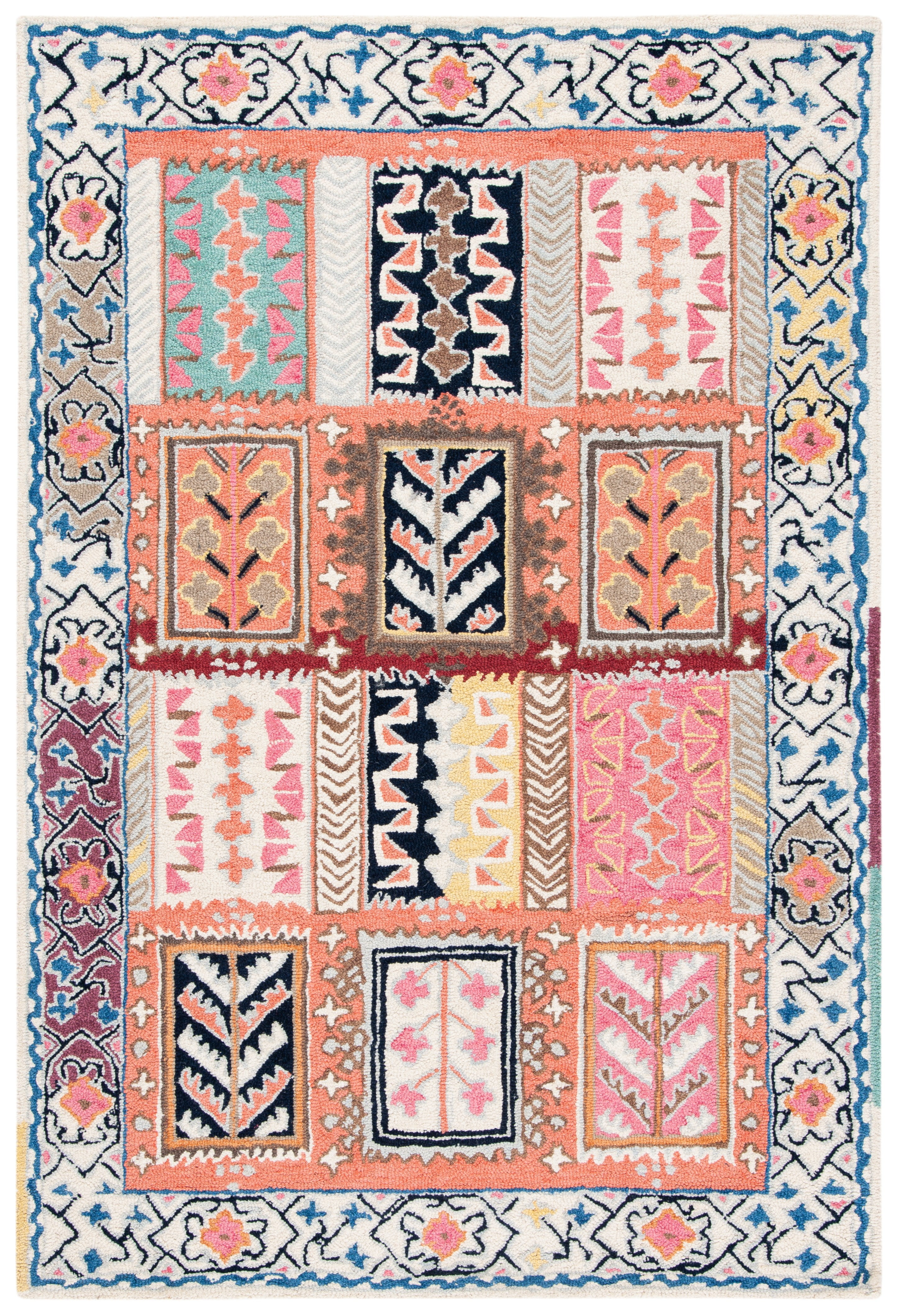 SAFAVIEH Bellagio Caiden Abstract Wool Area Rug, Ivory/Gold, 4' x 6'