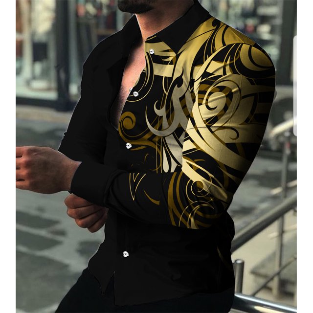 Camisa geométrica para hombre, suave y cómoda para uso diario, elegante camisa de manga larga, camisa de gran tamaño de alta calidad XS-6XL