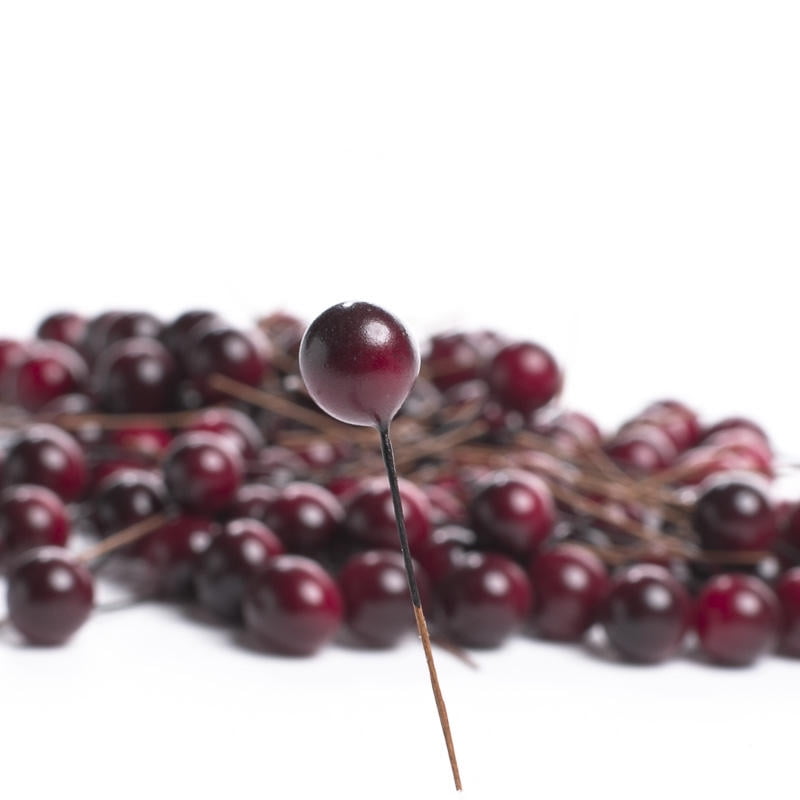 Group of 200 Realistic Artificial Burgundy Berry Picks