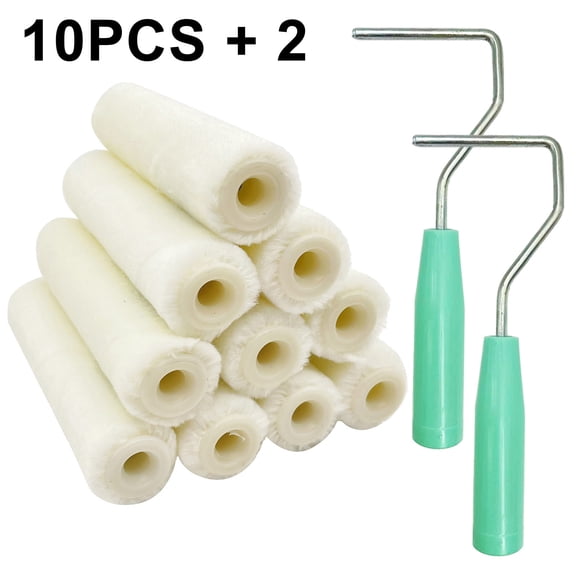 4" Mini Paint Roller Set for DIY Home Painting, 10 Microfiber Roller Covers and 2 Frames, Smooth Finish Rollers for Walls, Doors, Cabinets
