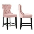 thumbnail image 4 of WestinTrends Wordford 24" Tufted Velvet Counter Stool (Set of 2), Black/ Pink, 4 of 12